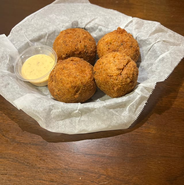 Stuffed Shrimp Boudin Balls.
